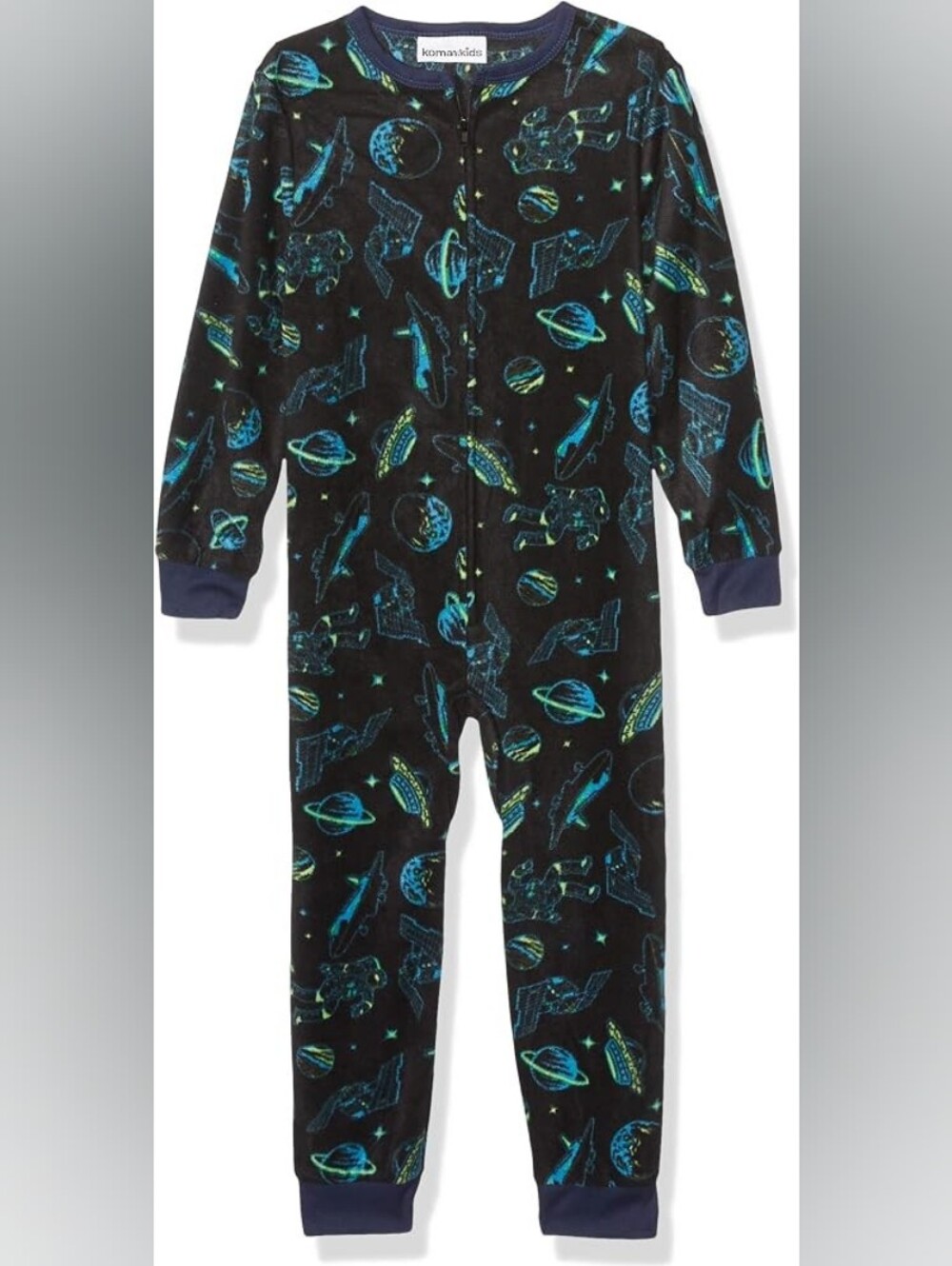 NWT Komar Kids Space Print One-Piece Pajama - Black/Blue
